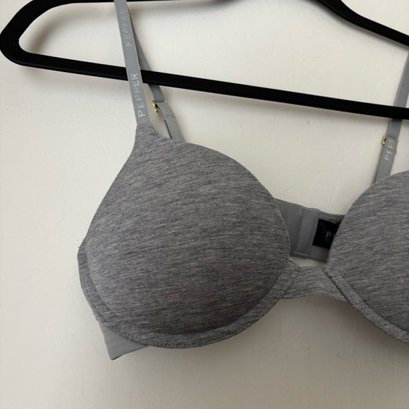 Pepper Supima Cotton Lift Up Bra in Heather Grey Size 34A Underwire Padded - Picture 5 of 15
